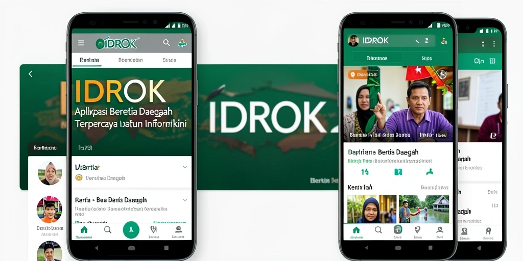 Tampilan antarmuka aplikasi IDROK untuk berita daerah.